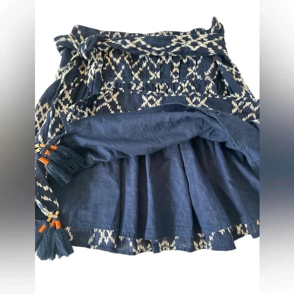 Anthropologie Navy Blue Rimbaud Tie-Waist Cotton Mini Skirt - Picture 7 of 11